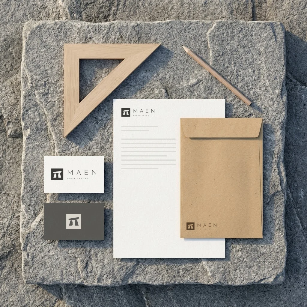 Papeterie : cartes de visite, papier à en-tête et enveloppe kraft