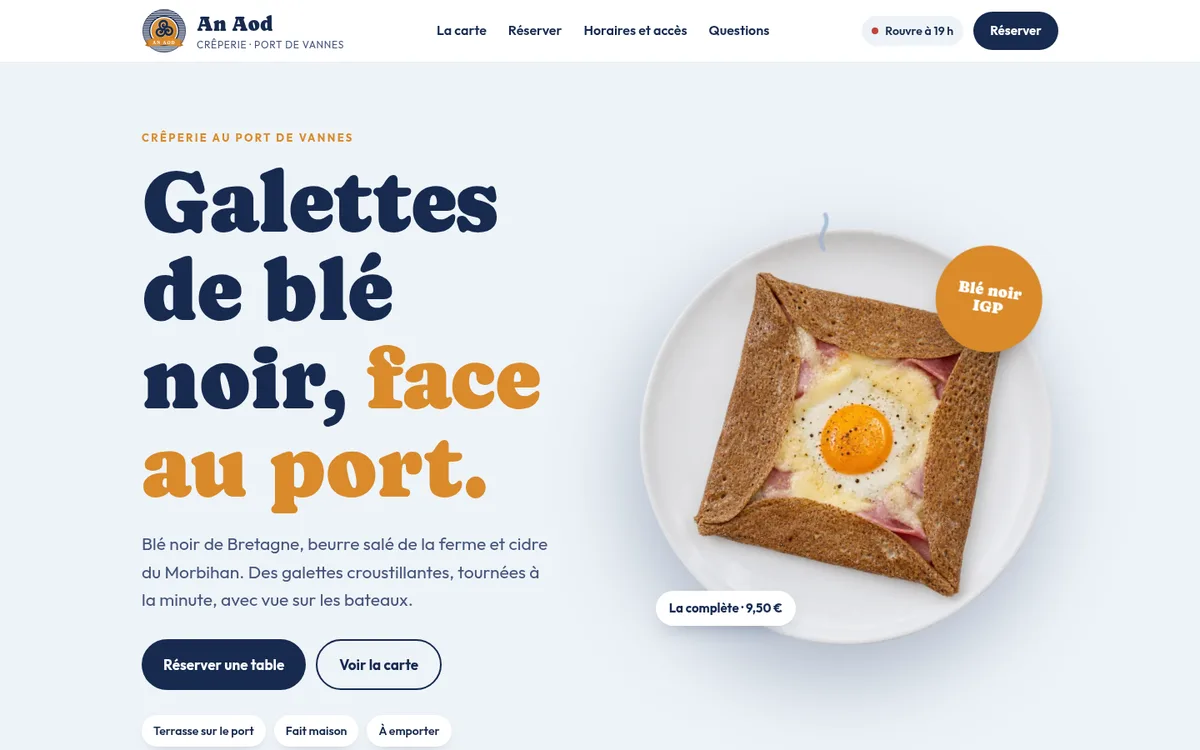 Site d'exemple d'une crêperie bretonne